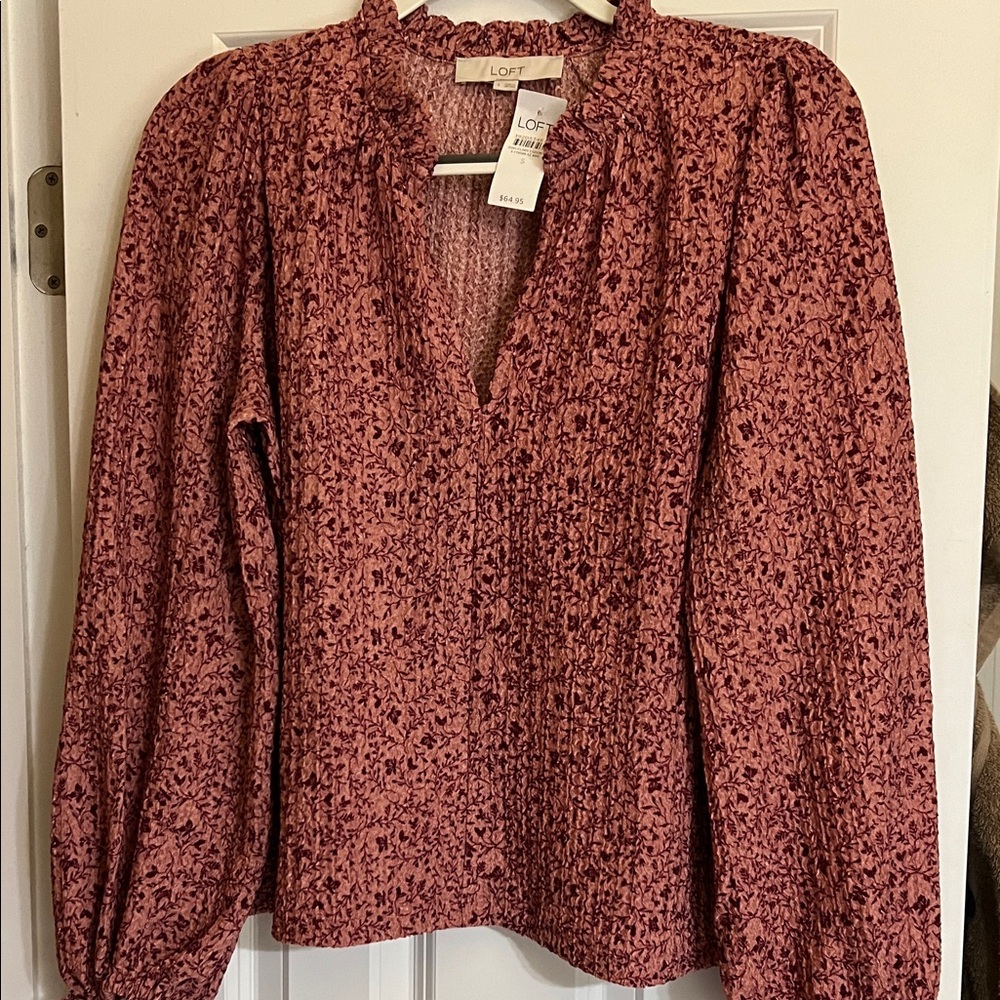 LOFT Women's Mauve Patterned Blouse